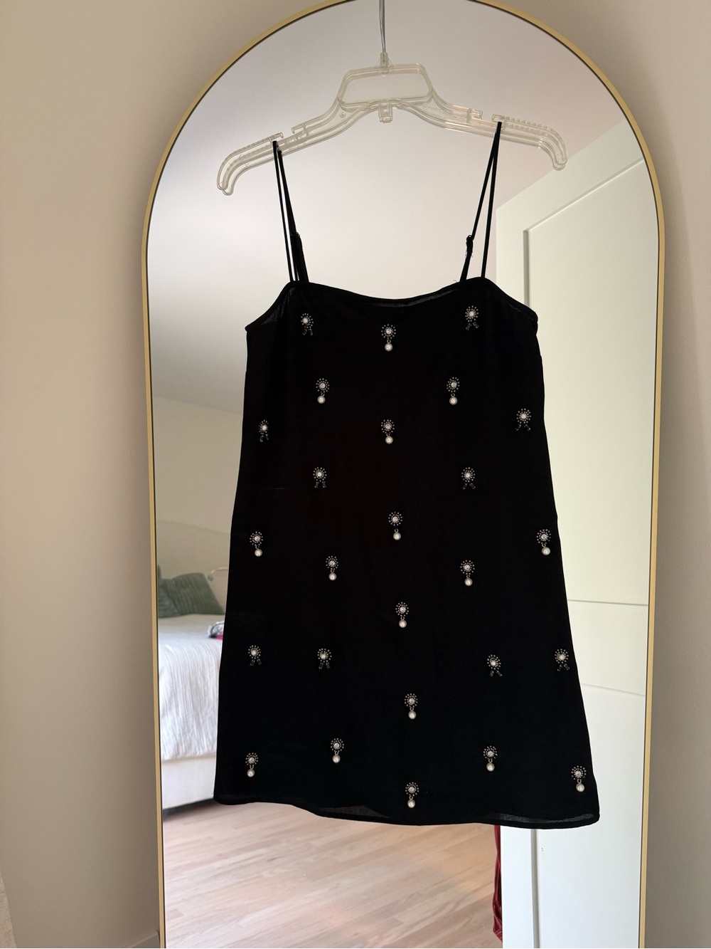 H&M Black Embellished Mini Slip Dress